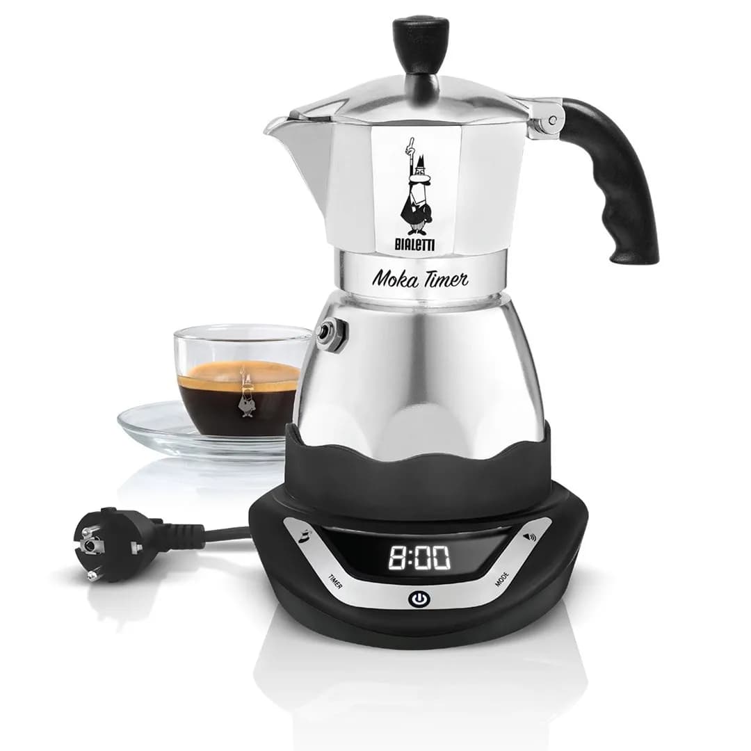 Bialetti Kawiarka elektryczna Moka Timer (365 W; kolor srebrny)