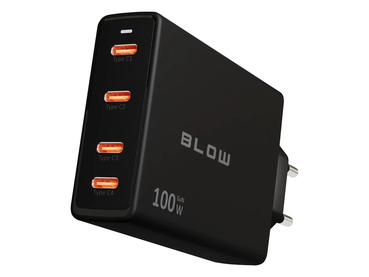 Blow ŁADOWARKA SIECIOWA GNIAZDO USB-CX4 PD 100W GAN CZARNA, zdjęcie 1 z 6