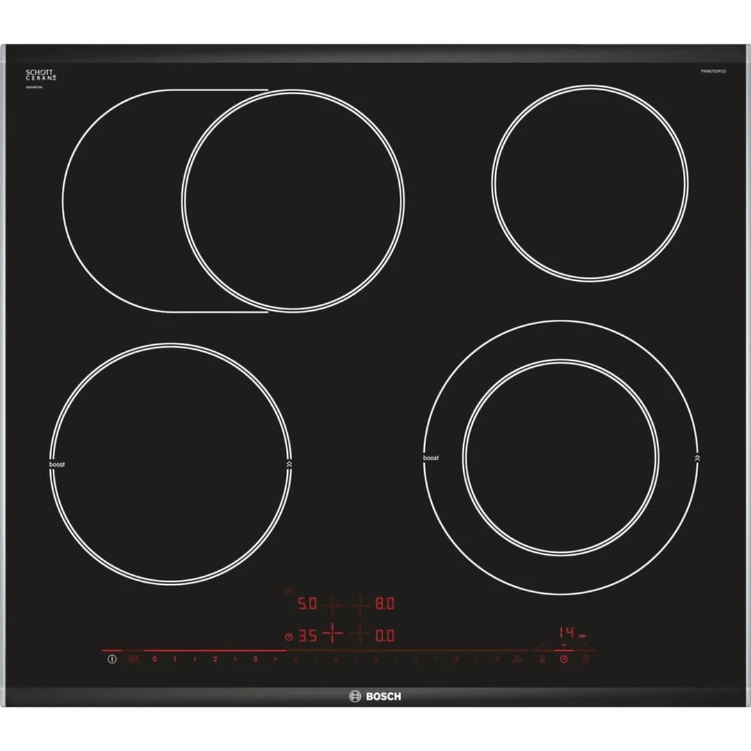 Bosch Płyta ceramiczna PKN675DP1D Serie 8 60 cm | 4 pola | PowerBoost | timer | czarny |, zdjęcie 1 z 4