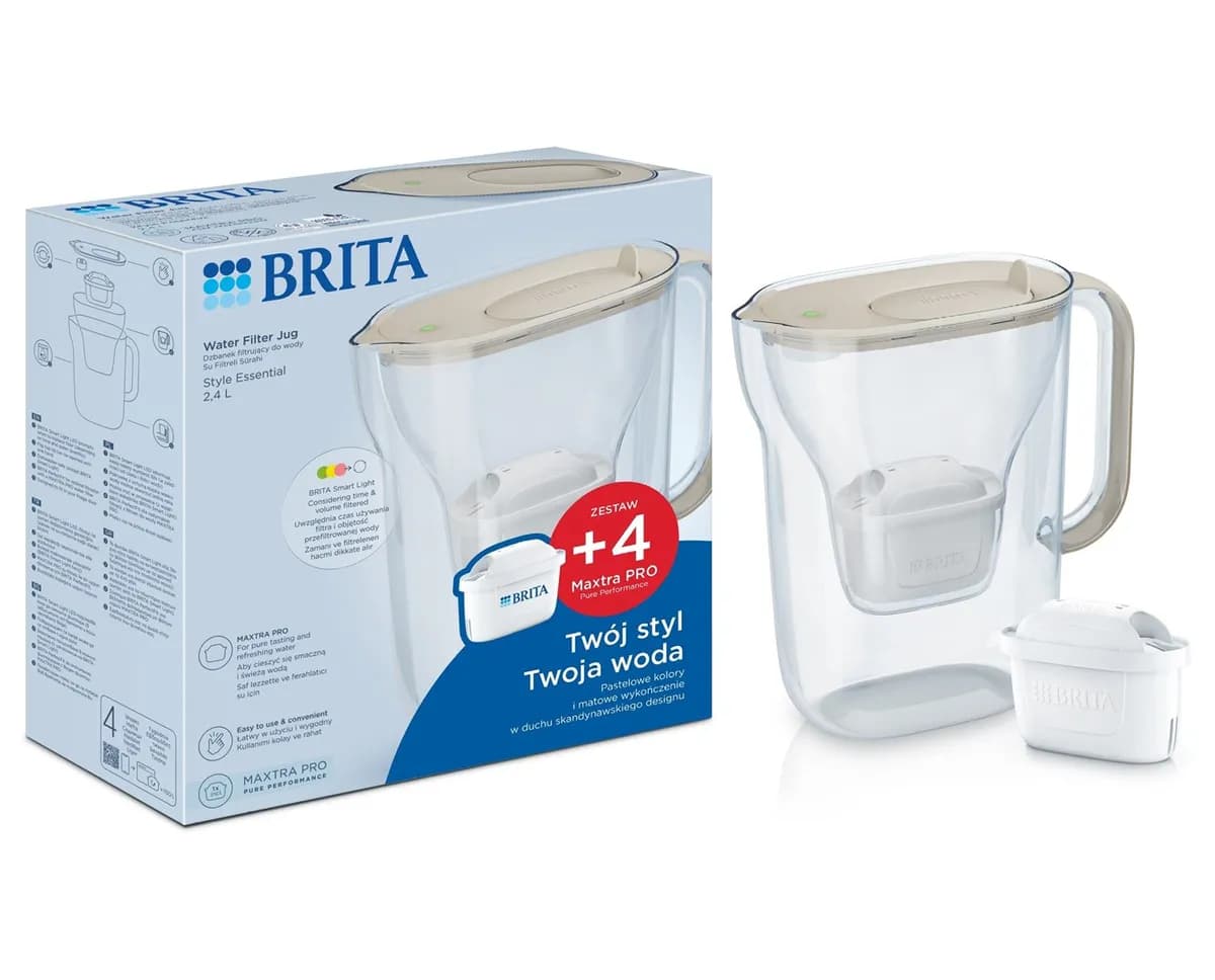 Brita Dzbanek filtrujący Style Essential+4 wkłady MaxtraPro PP (piaskowy; 2,4l), zdjęcie 1 z 3