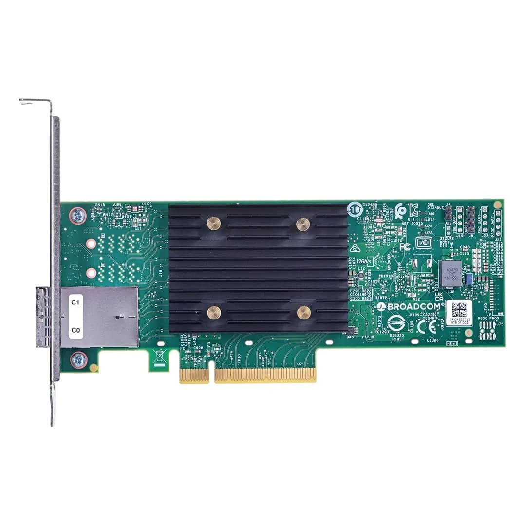Broadcom HBA 9500-8e 12Gb/s SAS/SATA/NVMe PCIe 4.0, 2 x4 SFF-8644 (ext HD), zdjęcie 1 z 2