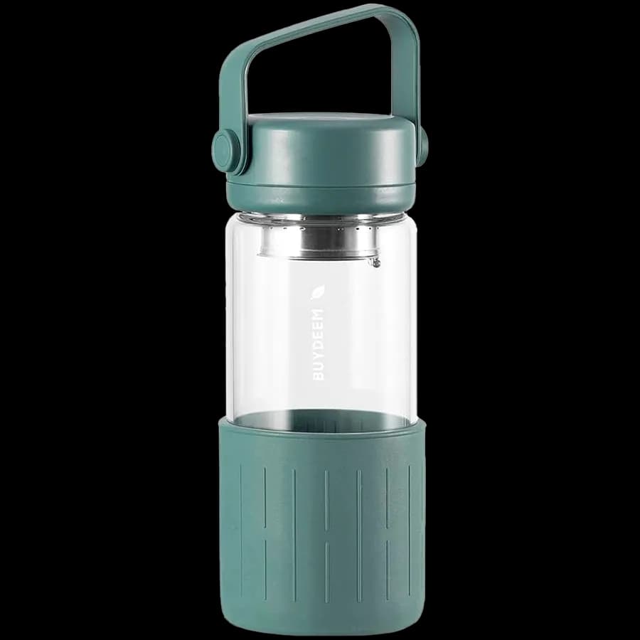 Buydeem Szklana butelka z zaparzaczem 300ml, DG42, Cozy Greenish