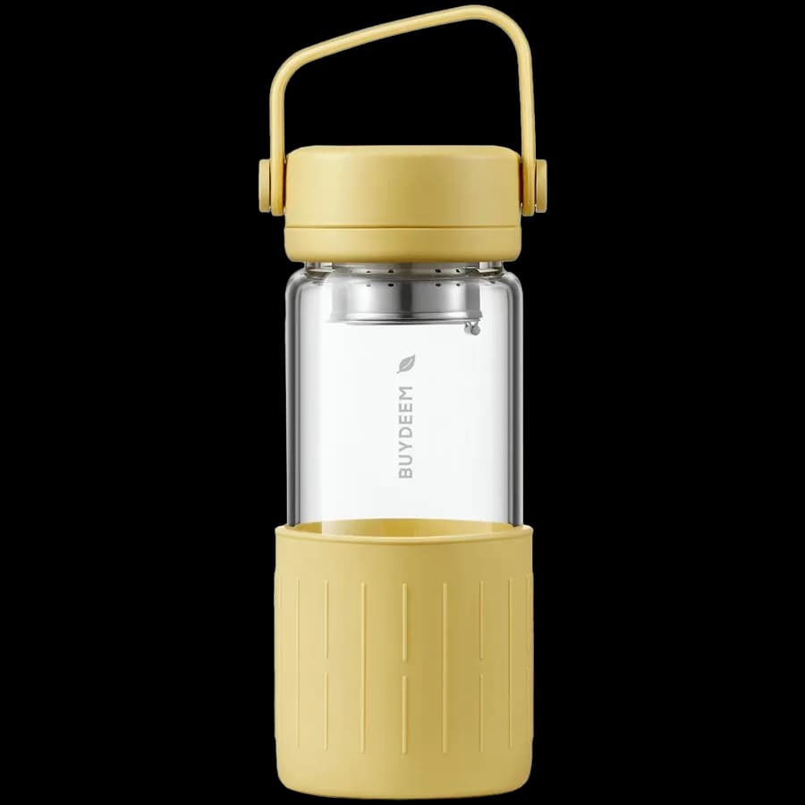 Buydeem Szklana butelka z zaparzaczem 300ml, DG42, Mellow Yellow