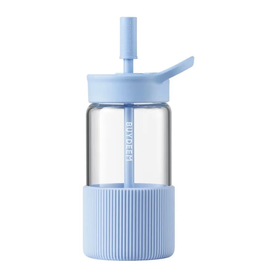 Buydeem Szklana butelka ze słomką 550ml, DG425, Blue