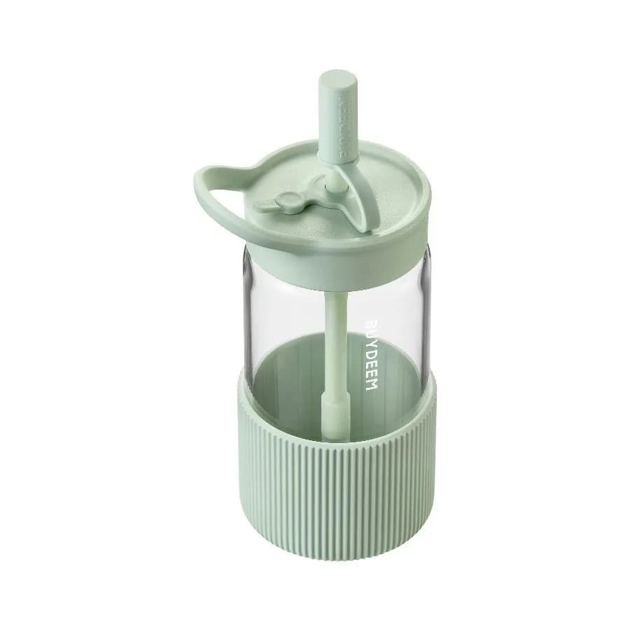 Buydeem Szklana butelka ze słomką 550ml, DG425, Cozy Greenish, zdjęcie 1 z 3