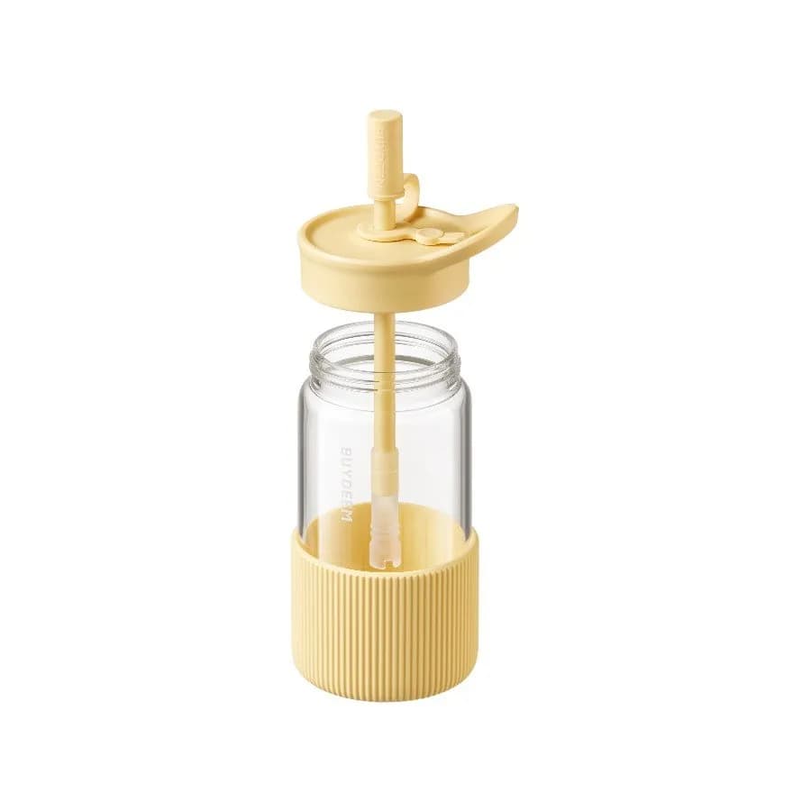 Buydeem Szklana butelka ze słomką 550ml, DG425, Mellow Yellow, zdjęcie 1 z 3