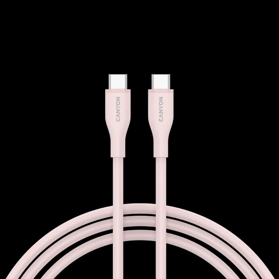 Canyon Kabel CC60SC10 C-C 60W 1m Silikonowy Różowo - Piaskowy, zdjęcie 1 z 3