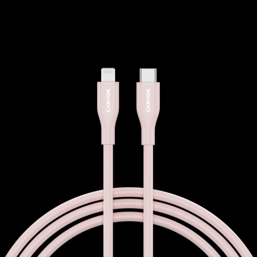 Canyon Kabel CLNM60 C-L 60W MFI 1m Silikonowy Różowy, zdjęcie 1 z 3