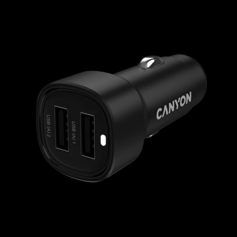 Canyon Ładowarka samochodowa OnDrive 24 24W 2xUSB-A czarna, zdjęcie 1 z 5