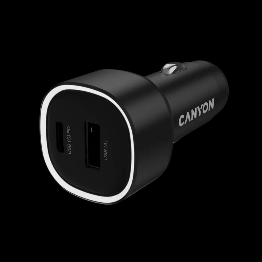 Canyon Ładowarka samochodowa OnDrive 48 PD 48W USB-A+USB-C czarna, zdjęcie 1 z 5