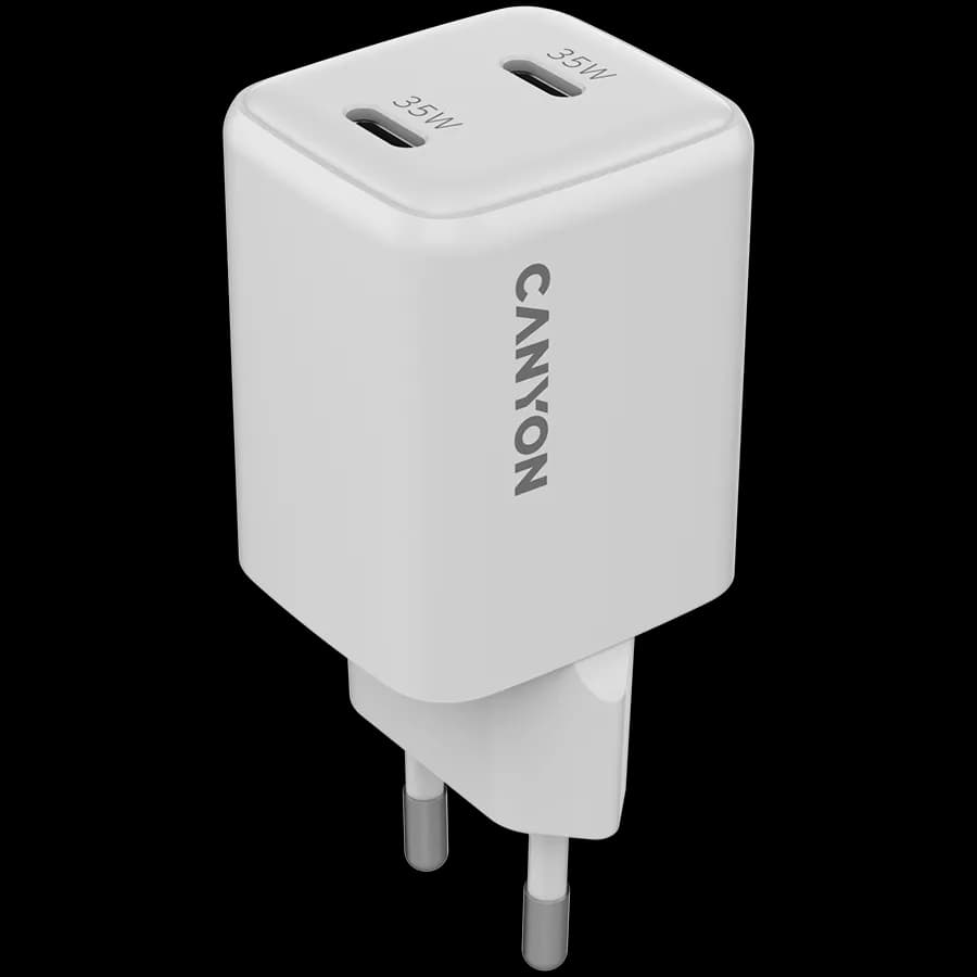Canyon Ładowarka sieciowa CU35CC GaN 35W 2xPD EU Biała, zdjęcie 1 z 5