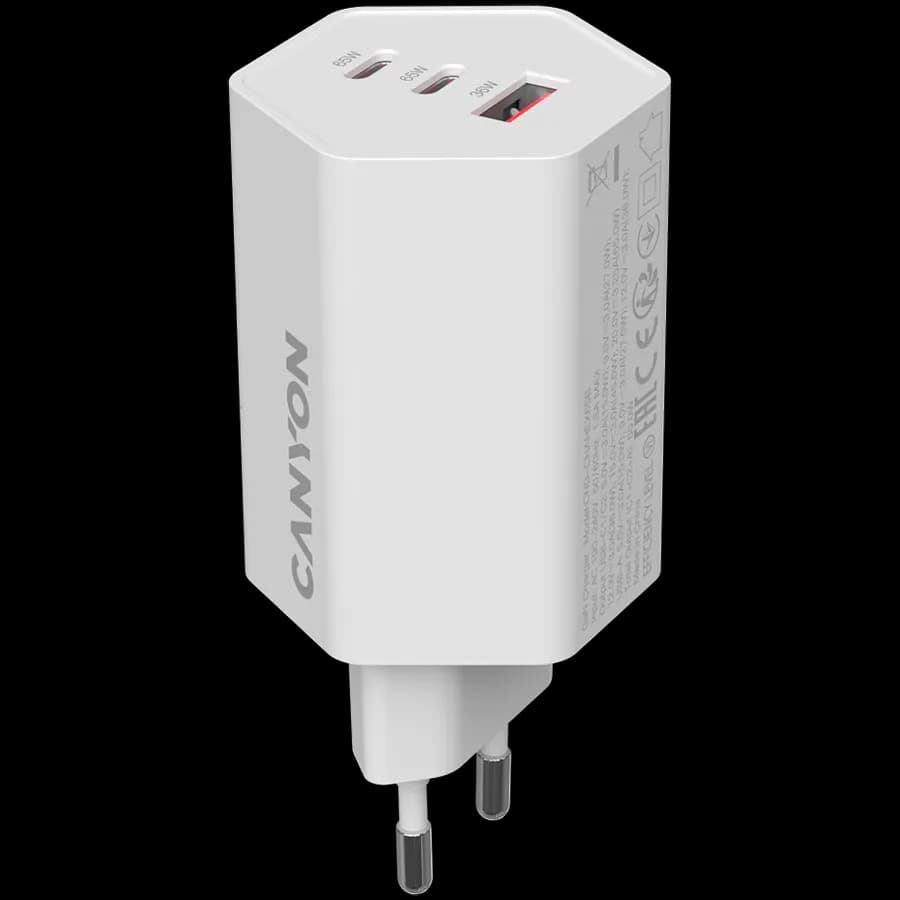 Canyon Ładowarka sieciowa HEXAGON 65 GaN 65W 2xPD 1xQC EU Biała, zdjęcie 1 z 4
