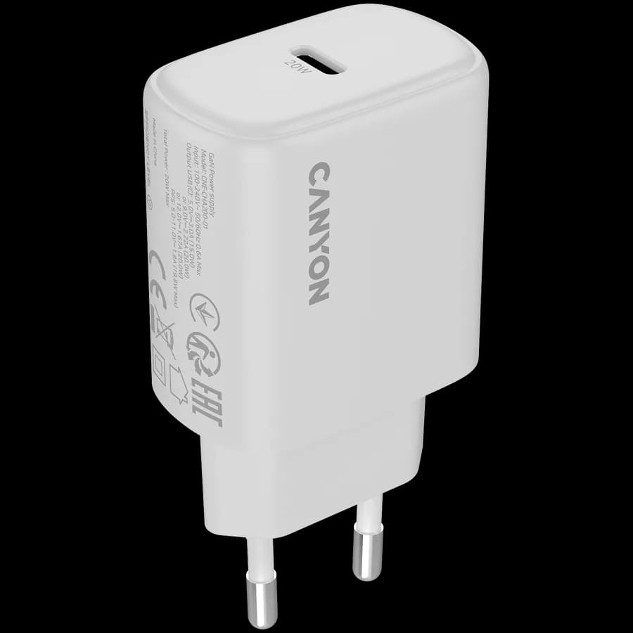 Canyon Ładowarka sieciowa OnCharge 200 20W 1xPD EU Biała, zdjęcie 1 z 5
