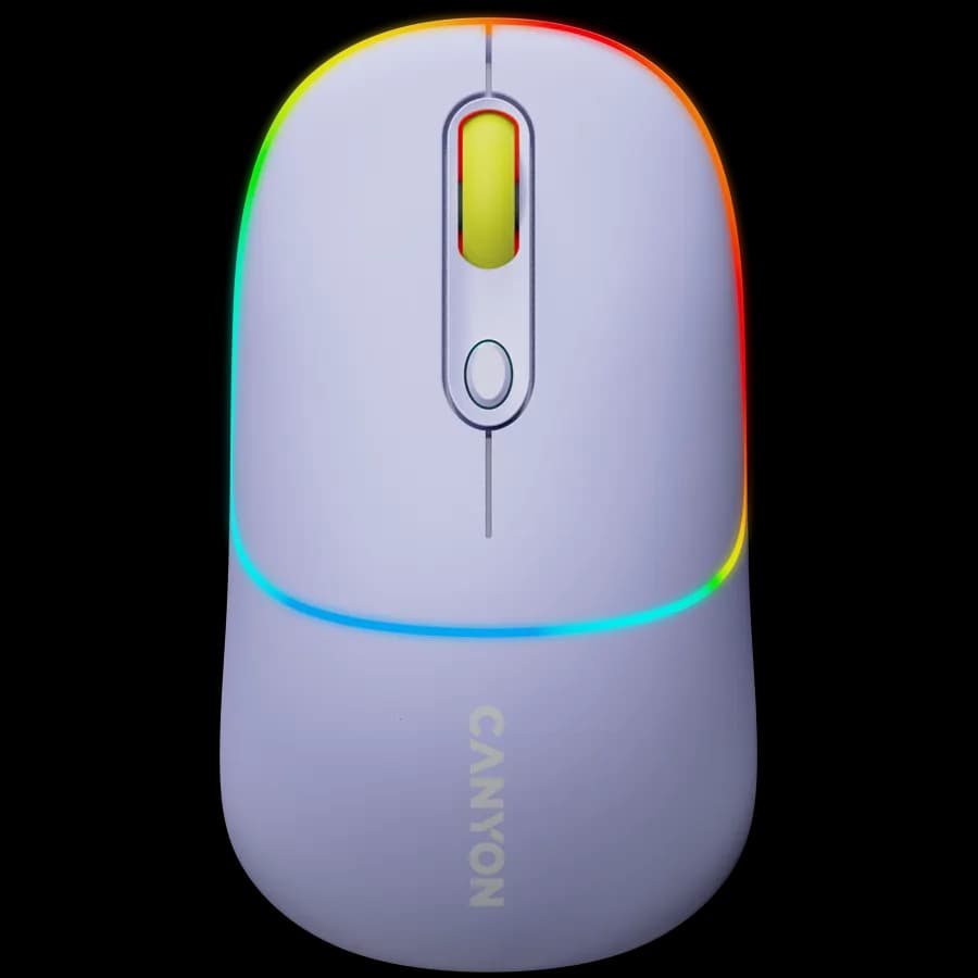Canyon Mysz bezprzewodowa MW-22 2w1 RGB Fioletowa, zdjęcie 1 z 6