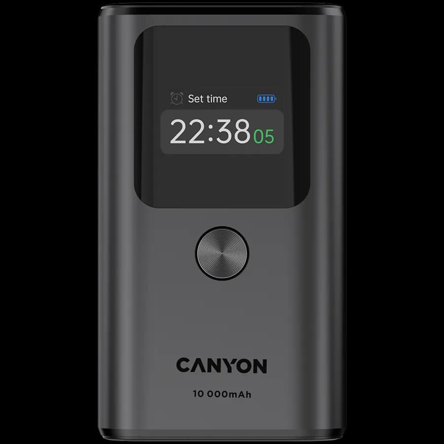 Canyon Powerbank OnPower 130 TFT 10000 mAh PD30W Grafitowy, zdjęcie 1 z 4