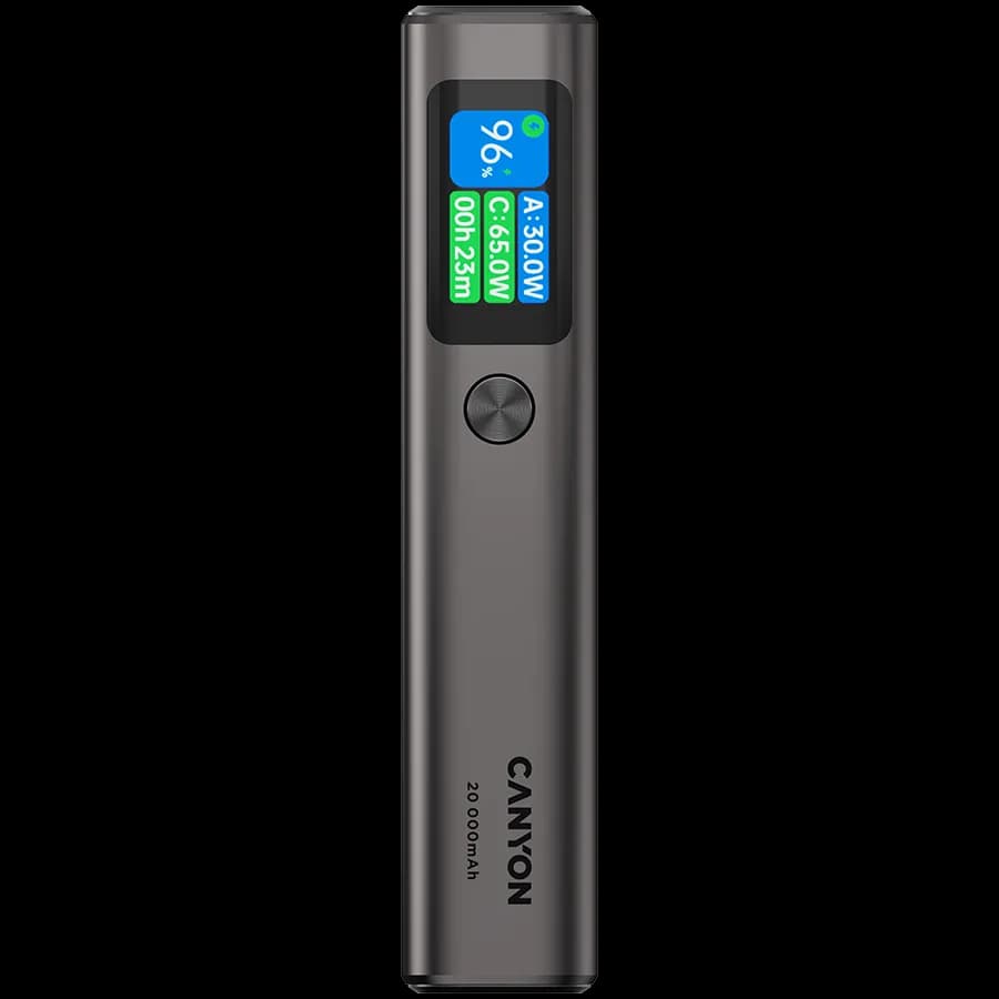 Canyon Powerbank OnPower 230 TFT 20000 mAh PD130W Grafitowy, zdjęcie 1 z 5