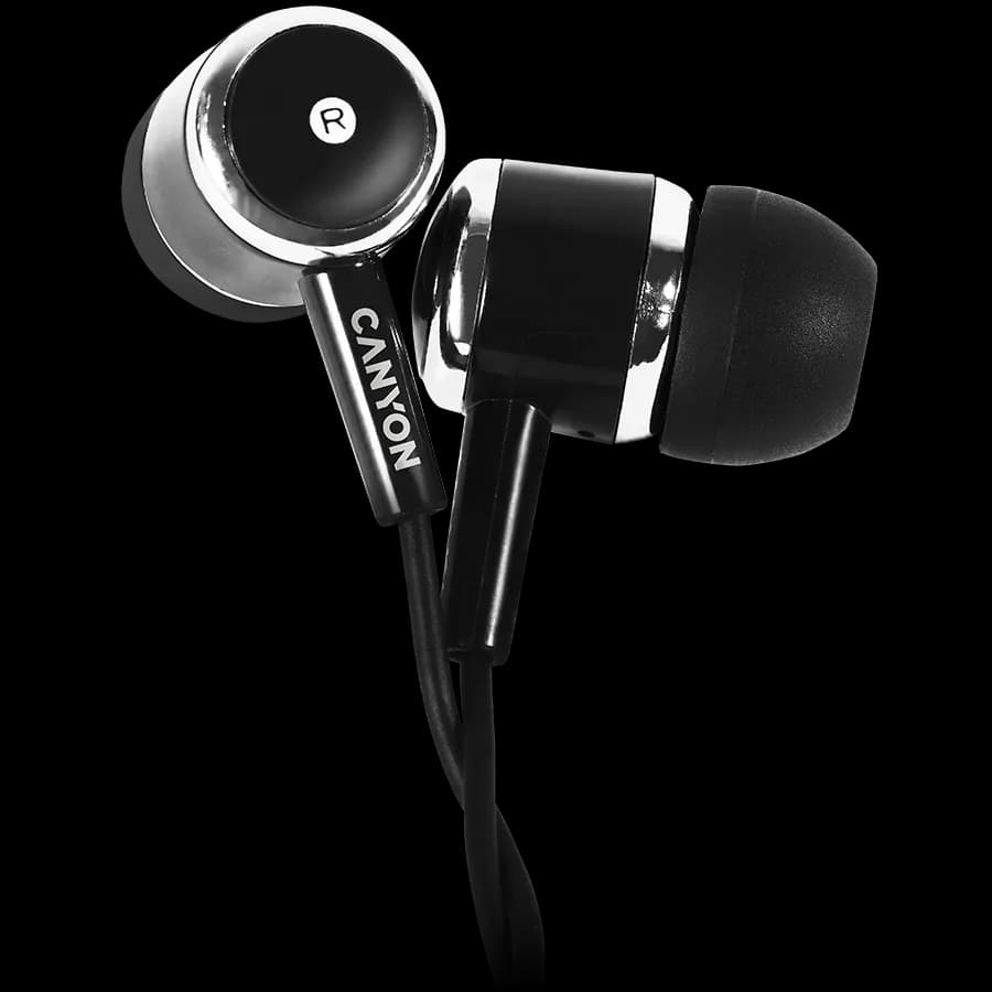Canyon Słuchawki dokanałowe EPM-01 Mic Mini-Jack 1.2m Czarne, zdjęcie 1 z 3