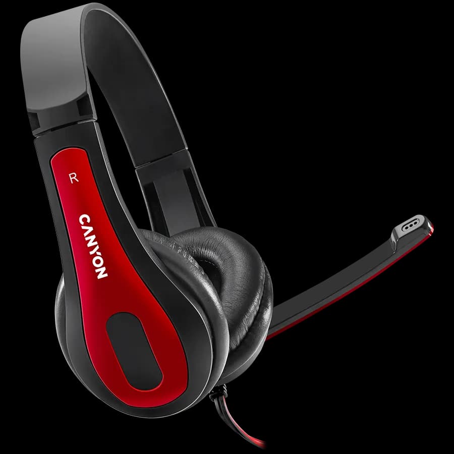 Canyon Zestaw słuchawkowy HSC-1 PC Mik 2m Czarno - Czerwony, zdjęcie 1 z 6