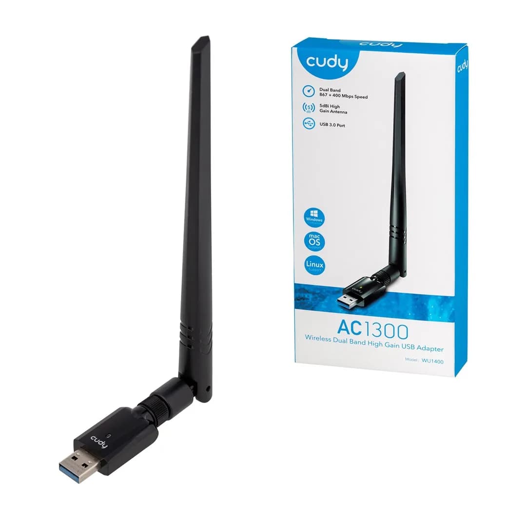 Cudy Karta sieciowa WU1400 AC1300 USB 3.0 Antena zew. 5dbi, zdjęcie 1 z 7