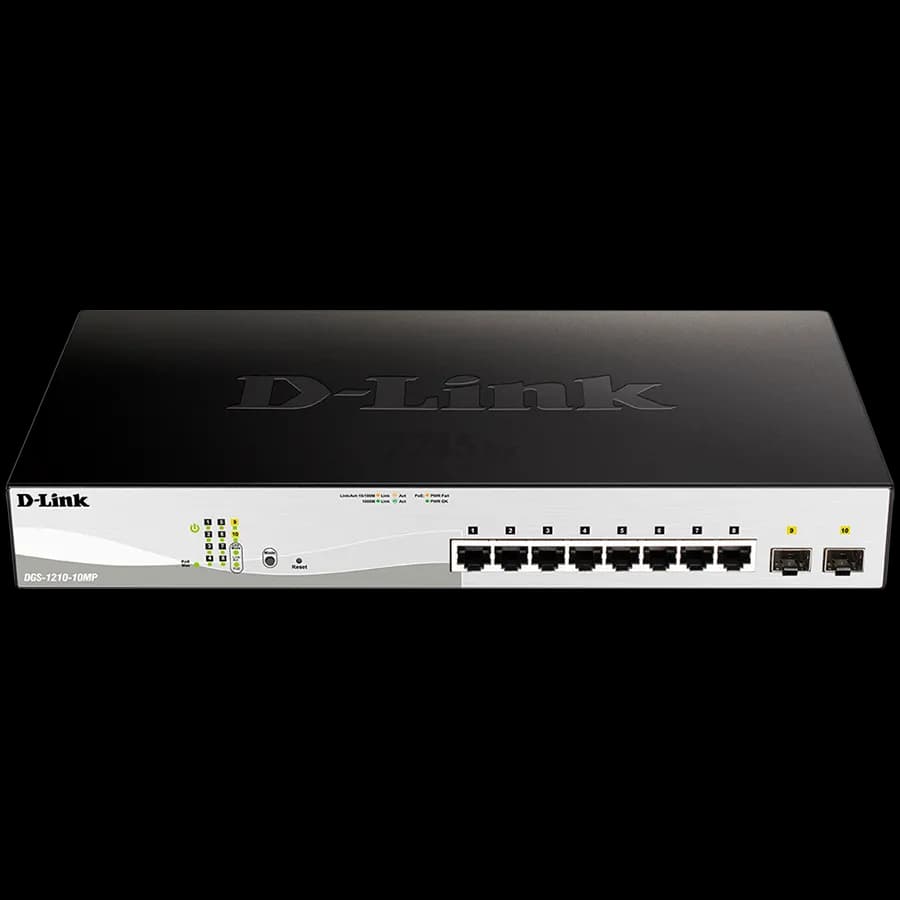 D-Link 10-Port Gigabit PoE+ Smart Switch inc. 2 SFP Ports POE budget 130W