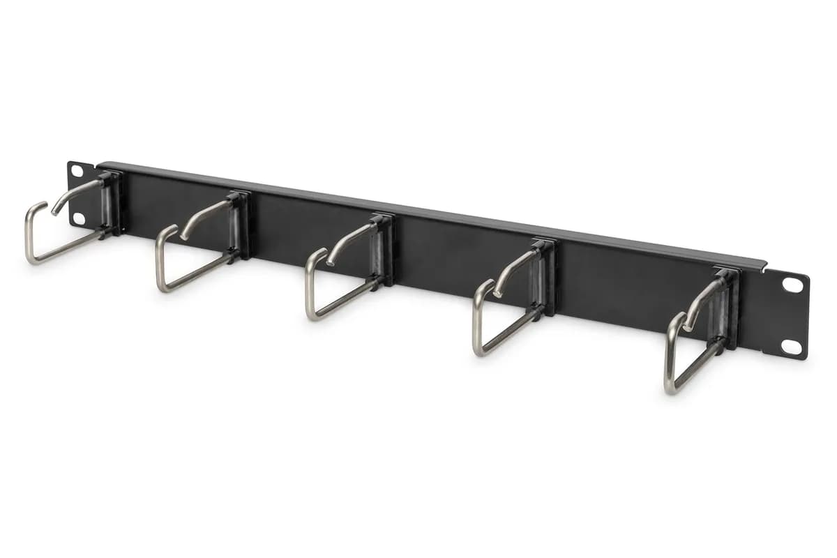 Digitus ORGANIZATOR KABLOWY 19" 1U, 5X UCHWYTY STALOWE, 40X75 MM, CZARNY DN-97667, zdjęcie 1 z 3