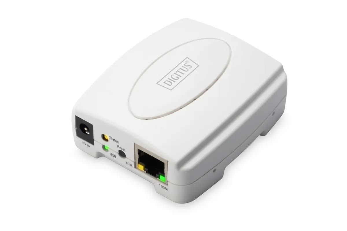 Digitus SERWER WYDRUKU LAN 1XUSB 2.0 1XRJ45 FAST ETHERNET 10/100MBPS DN-13003-2 (OUTLET), zdjęcie 1 z 2