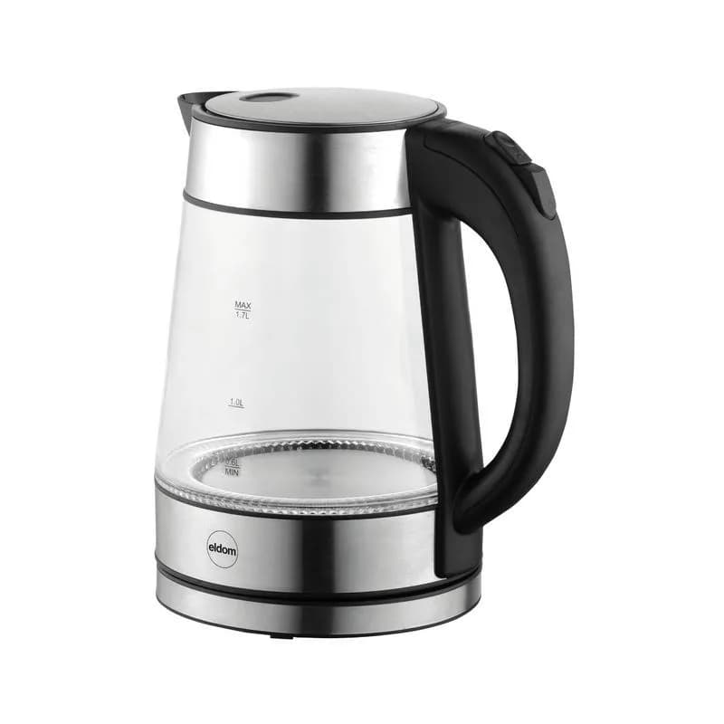Eldom SZKLANY CZAJNIK BEZPRZEWODOWY C420 KETTY 1850-2200W 1,7L FILTR SIATKOWYPODŚWIETLANY, zdjęcie 1 z 12