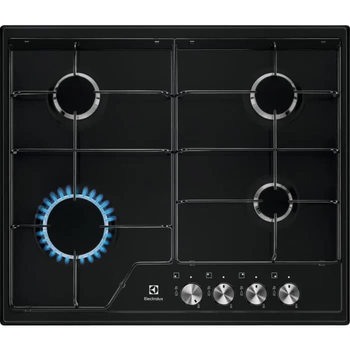 Electrolux Płyta gazowa EGS6424K 60 cm | 4 palniki | zapłon elektryczny | ruszty żeliwne | czarny, zdjęcie 1 z 2