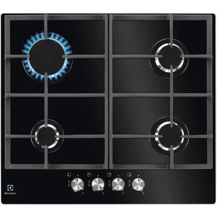 Electrolux Płyta gazowa KGG6426K 60 cm | 4 palniki | zapłon elektryczny | ruszty żeliwne | czarny, zdjęcie 1 z 11