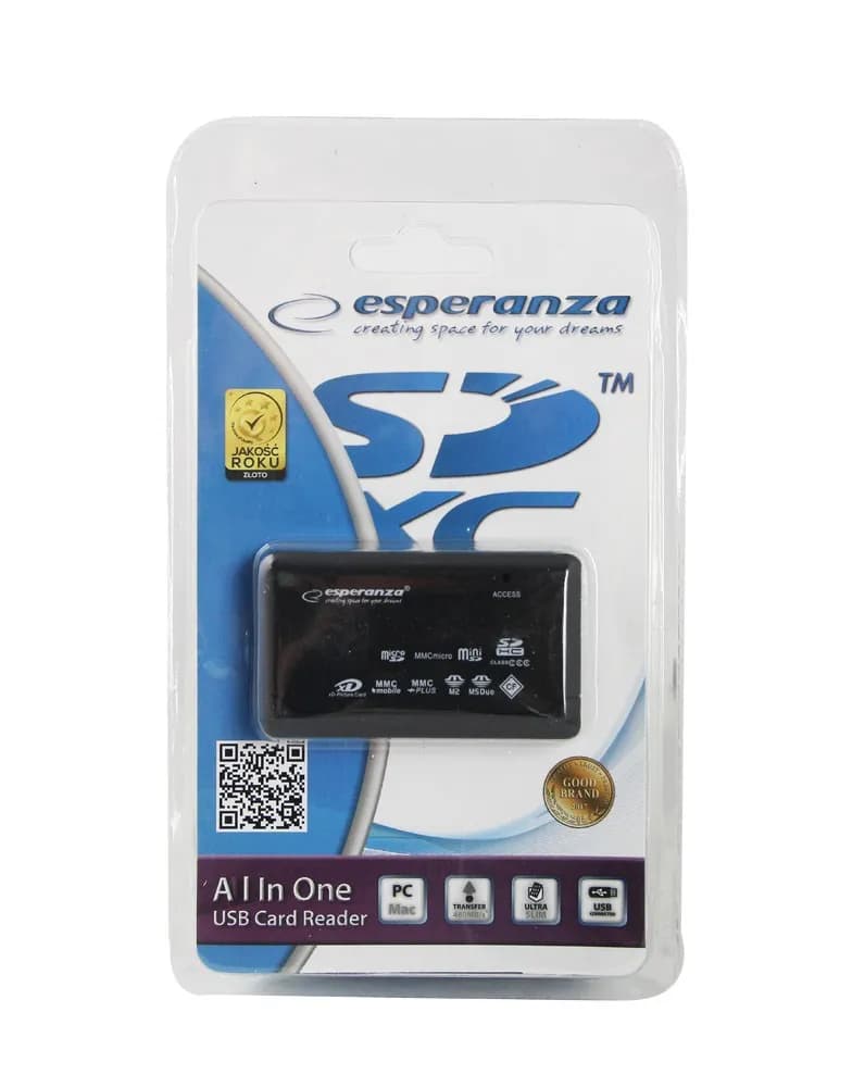 Esperanza Czytnik kart EA119 (Zewnętrzny; CF, MMC, SD, SDHC, SDXC), zdjęcie 1 z 5