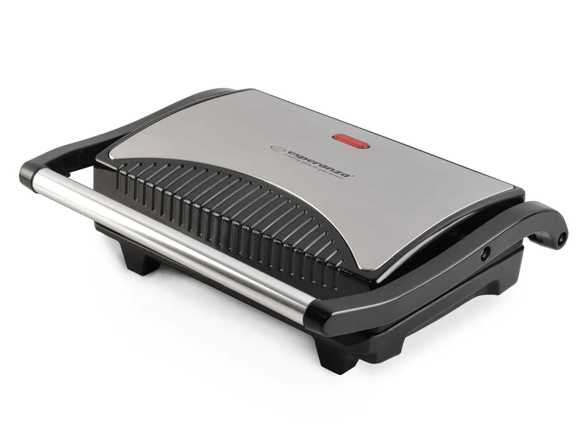 Esperanza Grill elektryczny stołowy Taleggio EKG006 (stołowy-zamknięty; 750W; kolor inox), zdjęcie 1 z 12