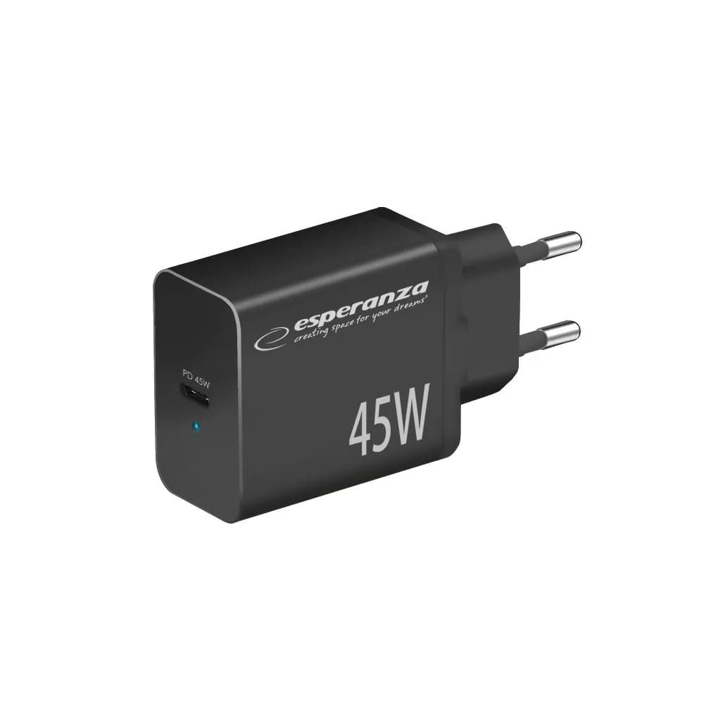 Esperanza ŁADOWARKA SIECIOWA 45W USB-C PD EZC108K, zdjęcie 1 z 3