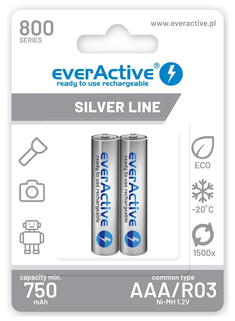 Everactive AKUMULATORKI AAA 800 MAH - 2 SZTUKI EVHRL03-800, zdjęcie 1 z 2