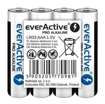 Everactive BATERIE ALKALICZNE PRO ALKALINE R03, AAA, SHRINK 4SZT, 1250 MAH, WYSOKA WYDAJNOŚĆ, zdjęcie 1 z 2