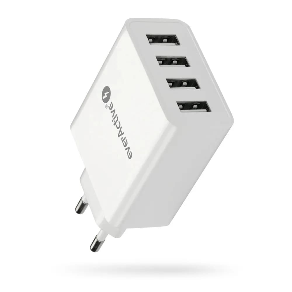 Everactive ŁADOWARKA SIECIOWA 4XUSB 5A - BIAŁA SC-400, zdjęcie 1 z 5