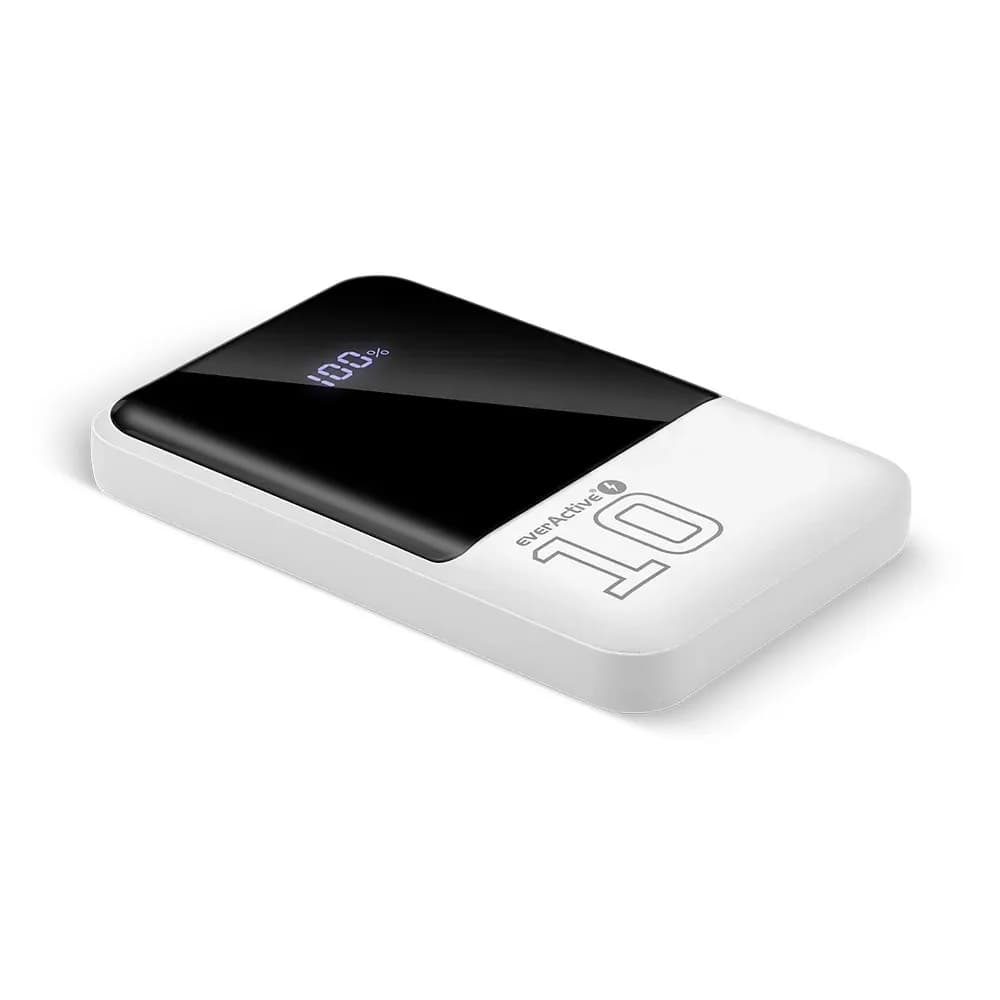 Everactive POWERBANK 10 000MAH, 2X USB, 1X USB-C 22,5W, QC4+, WYŚWIETLACZ LCD, BIAŁY EB-10Q, zdjęcie 1 z 8