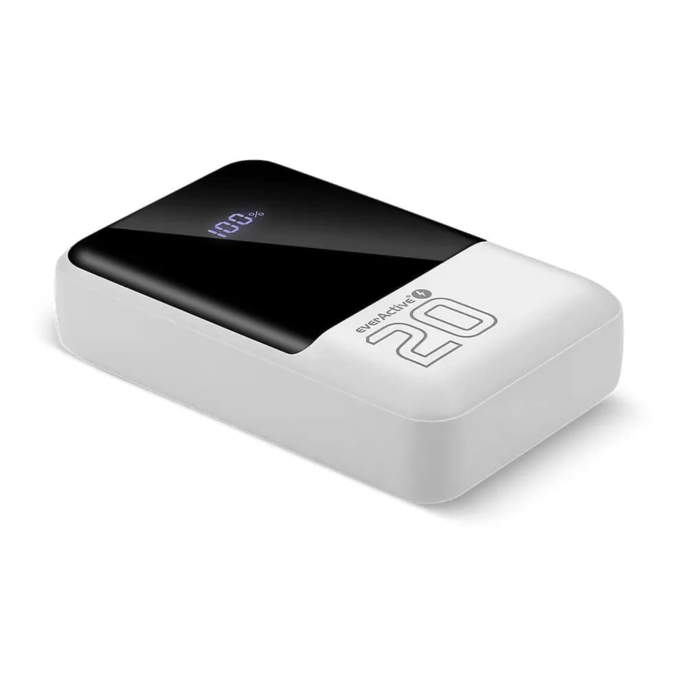 Everactive POWERBANK 20 000MAH, 2X USB, 1X USB-C 22,5W, QC4+, WYŚWIETLACZ LCD, BIAŁY EB-20Q, zdjęcie 1 z 8