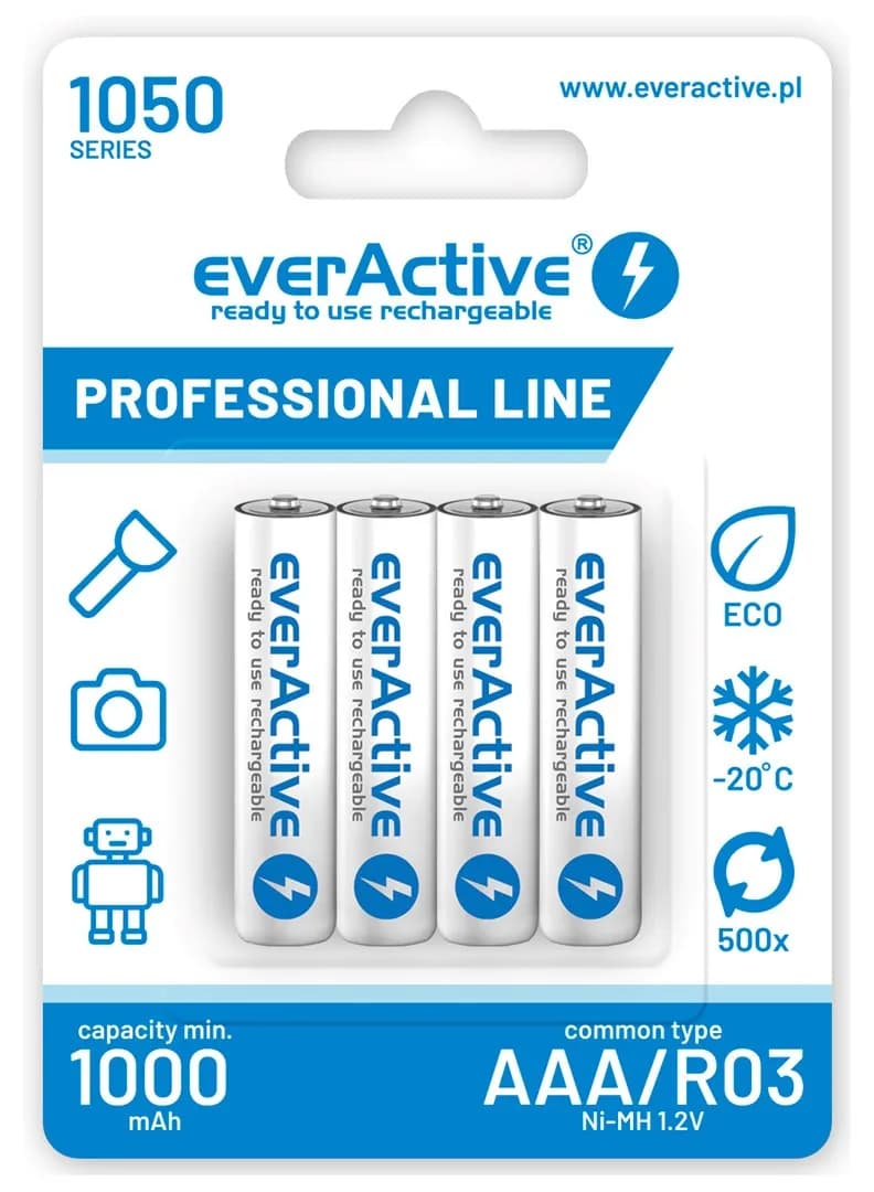 Everactive Zestaw akumulatorków Professional line EVHRL03-1050 (1050mAh ; Ni-MH LSD), zdjęcie 1 z 2