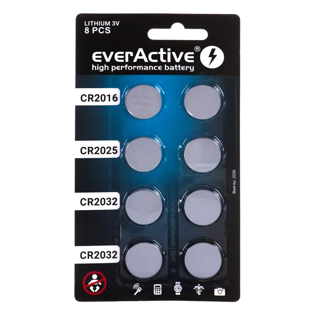 Everactive ZESTAW BATERII LITOWYCH, 4X CR2032; 2X CR2025; 2X CR2016 CRMIX8BL