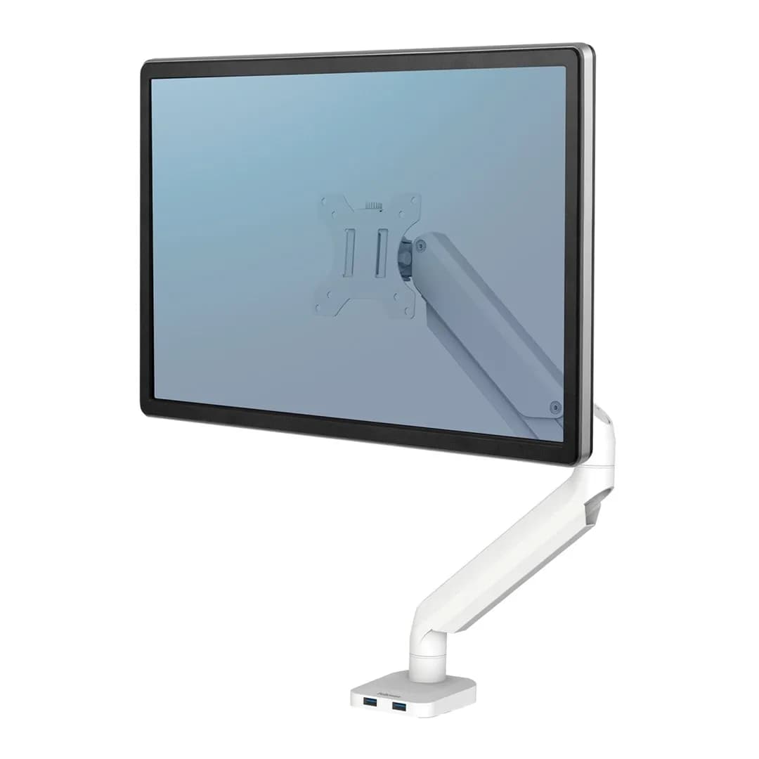 Fellowes Ergonomia ramię na 1 monitor - seria Platinum, białe, zdjęcie 1 z 4
