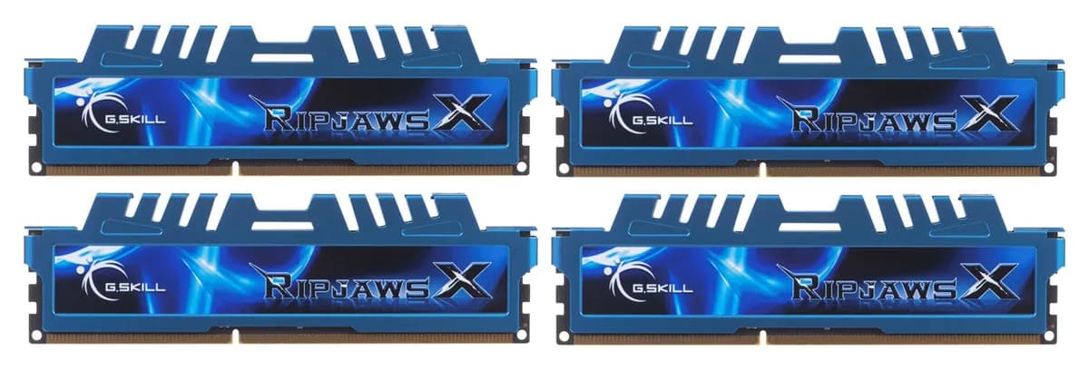 G.skill Zestaw pamięci RipjawsX F3-1600C9Q-32GXM (DDR3 DIMM; 4 x 8 GB; 1333 MHz; CL9), zdjęcie 1 z 4