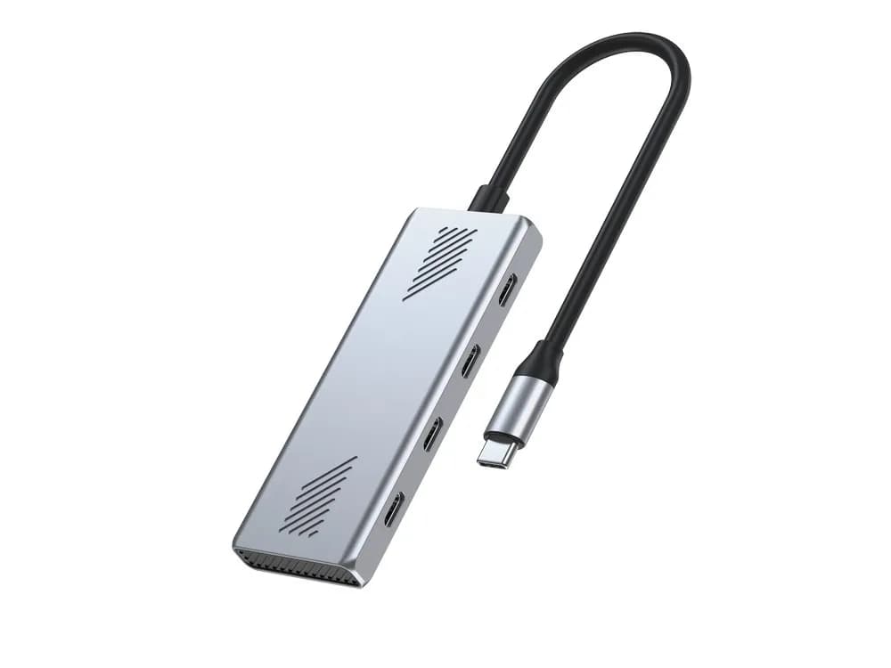 Gembird 4-PORTOWY HUB USB-C 3.2 (GEN 2) TYPU C SZARY, zdjęcie 1 z 4