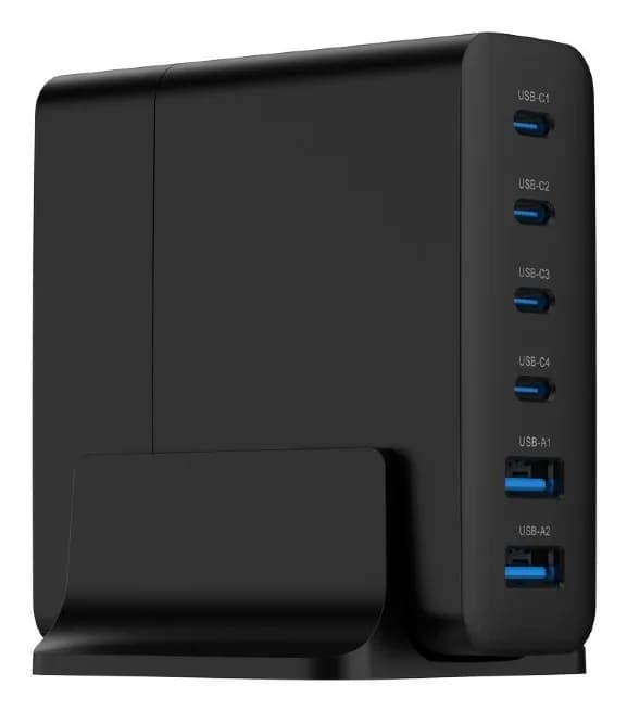Gembird 6-PORTOWA SZYBKA ŁADOWARKA SIECIOWA GAN (PD) 6XUSB (2X USB-A + 4X USB-C), 75W, CZARNA, zdjęcie 1 z 6