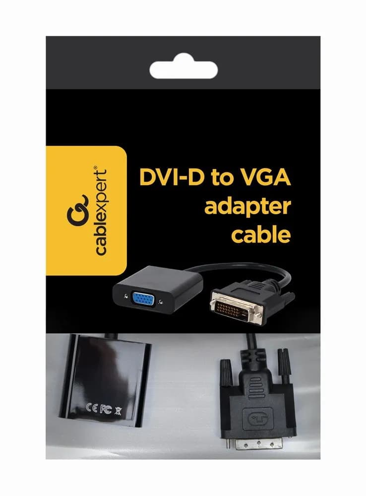 Gembird Adapter A-DVID-VGAF-01 (DVI-D M - D-Sub (VGA) F; 0,20m; kolor czarny), zdjęcie 1 z 3