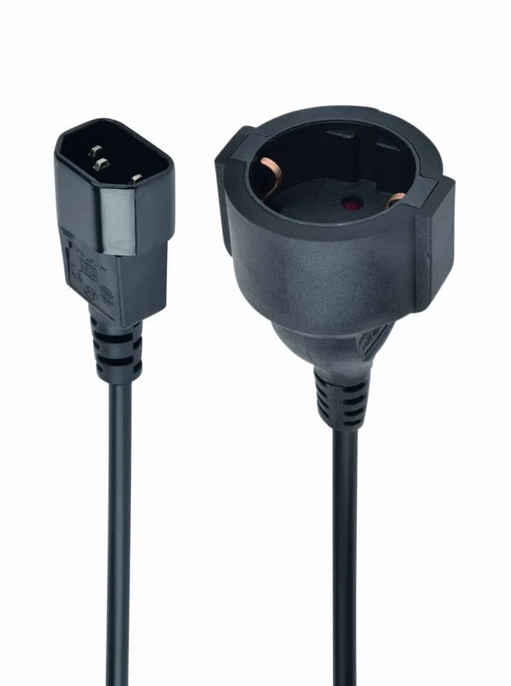 Gembird Adapter PC-SFC14M-01 (C14, IEC C14, IEC 320 C14 M - Schuko, Shuko F; 0,15m; kolor czarny), zdjęcie 1 z 4
