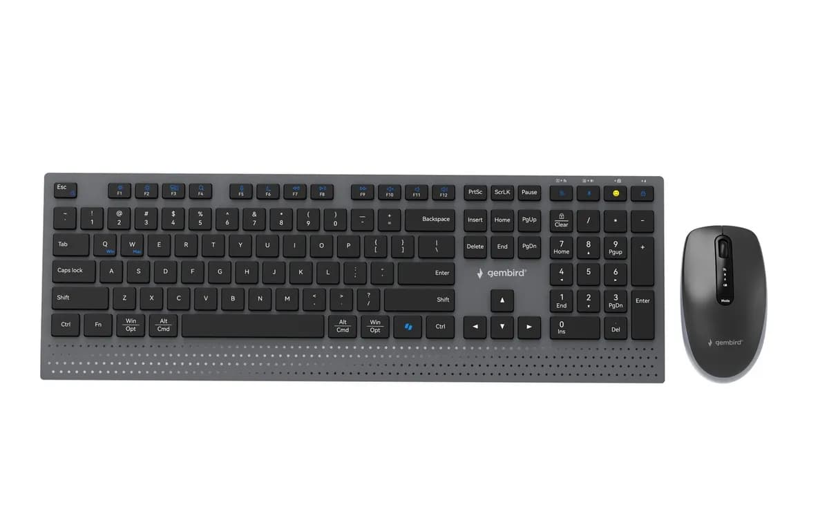 Gembird BEZPRZEWODOWY ZESTAW KLAWIATURY + MYSZ DUAL MODE, 2.4 GHZ + BT, SLIM, UKŁAD US, KOLOR, zdjęcie 1 z 11
