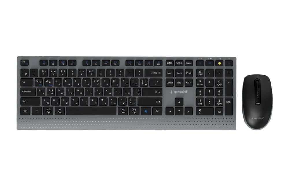 Gembird BEZPRZEWODOWY ZESTAW KLAWIATURY + MYSZ DUAL MODE, 2.4 GHZ + BT, SLIM, UKŁAD RU, KOLOR, zdjęcie 1 z 11