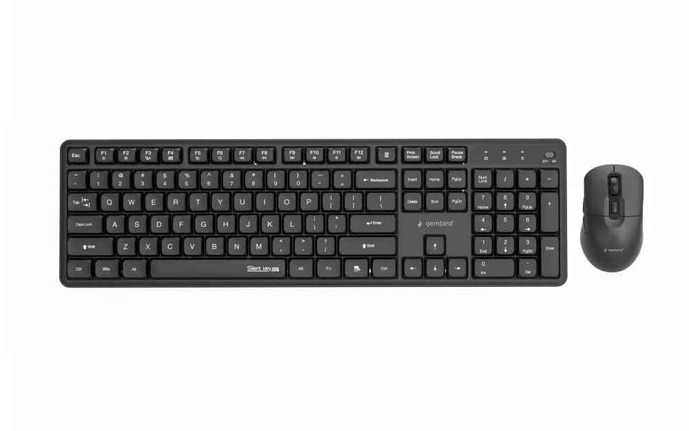 Gembird BEZPRZEWODOWY ZESTAW KLAWIATURY + MYSZ SILENT KEY PRO BUSINESS, CZARNY, UKŁAD US, zdjęcie 1 z 5