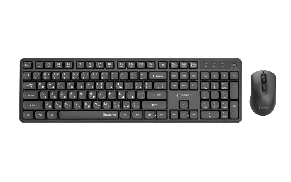 Gembird BEZPRZEWODOWY ZESTAW KLAWIATURY +MYSZ SILENT KEY PRO BUSINESS, CZARNY, UKŁAD RU, zdjęcie 1 z 5