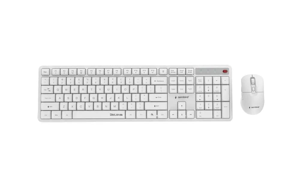 Gembird BEZPRZEWODOWY ZESTAW KLAWIATURY + MYSZ SILENT KEY PRO BUSINESS, BIAŁY, UKŁAD US, zdjęcie 1 z 5